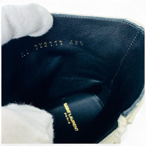 NIB Saint Laurent Vassili Boots EU 43.5 US 10.5 Smooth Leather Ivory White $1250 - Picture 12 of 13